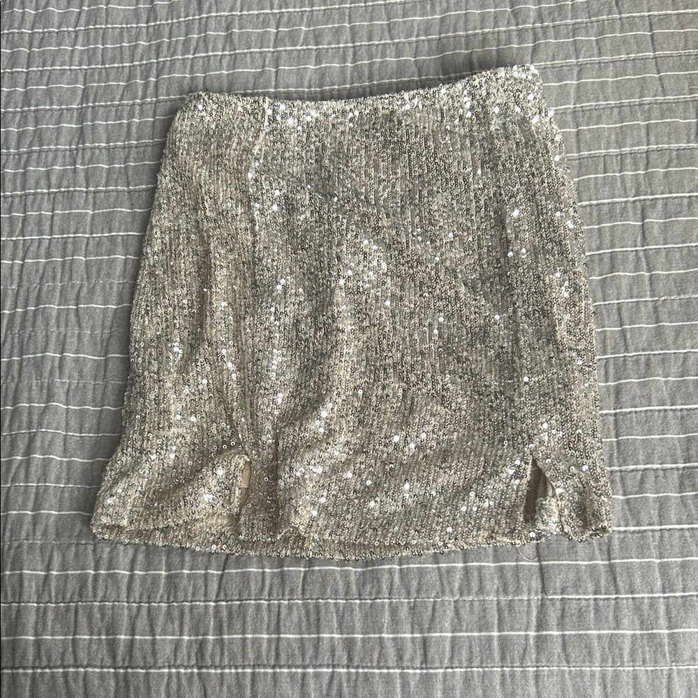 Love on a Hanger Glittering Sequin Mini Skirt - Silver